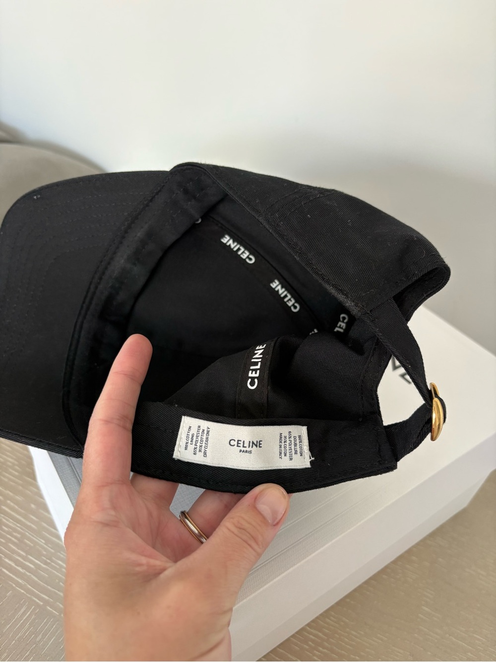 CELINE Black Cotton Baseball Cap Logo C Kaia Gerber 2021 Campaign Size S Unisex - Picture 10 of 16